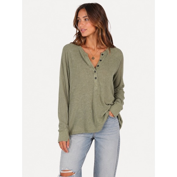 Pendleton Tops - Pendleton Henley Top Womens Small Green Waffle Knit Long Sleeve Gorpcore Thermal